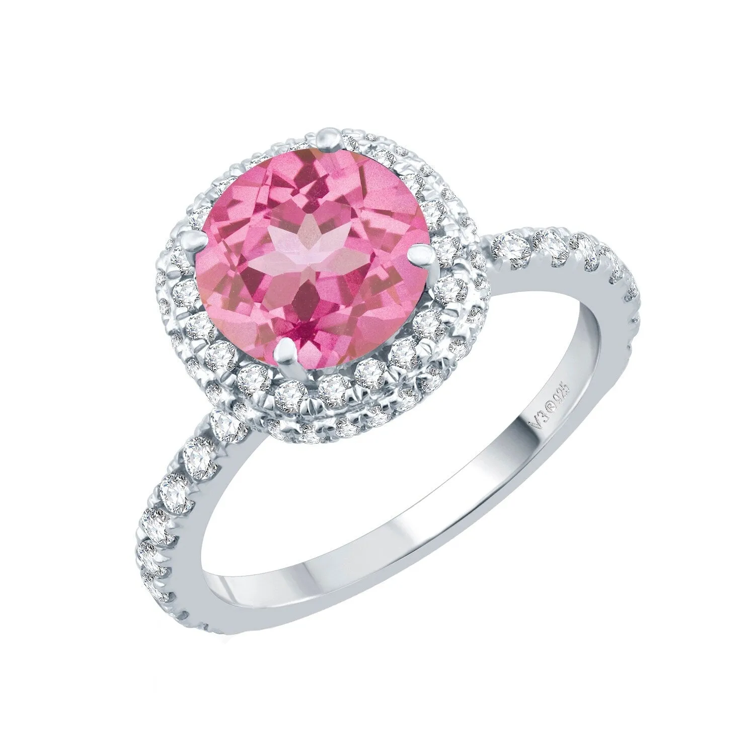Sterling Silver Pink Topaz and White Topaz Double Halo Ring sold by Zulily product image thumbnail 2
