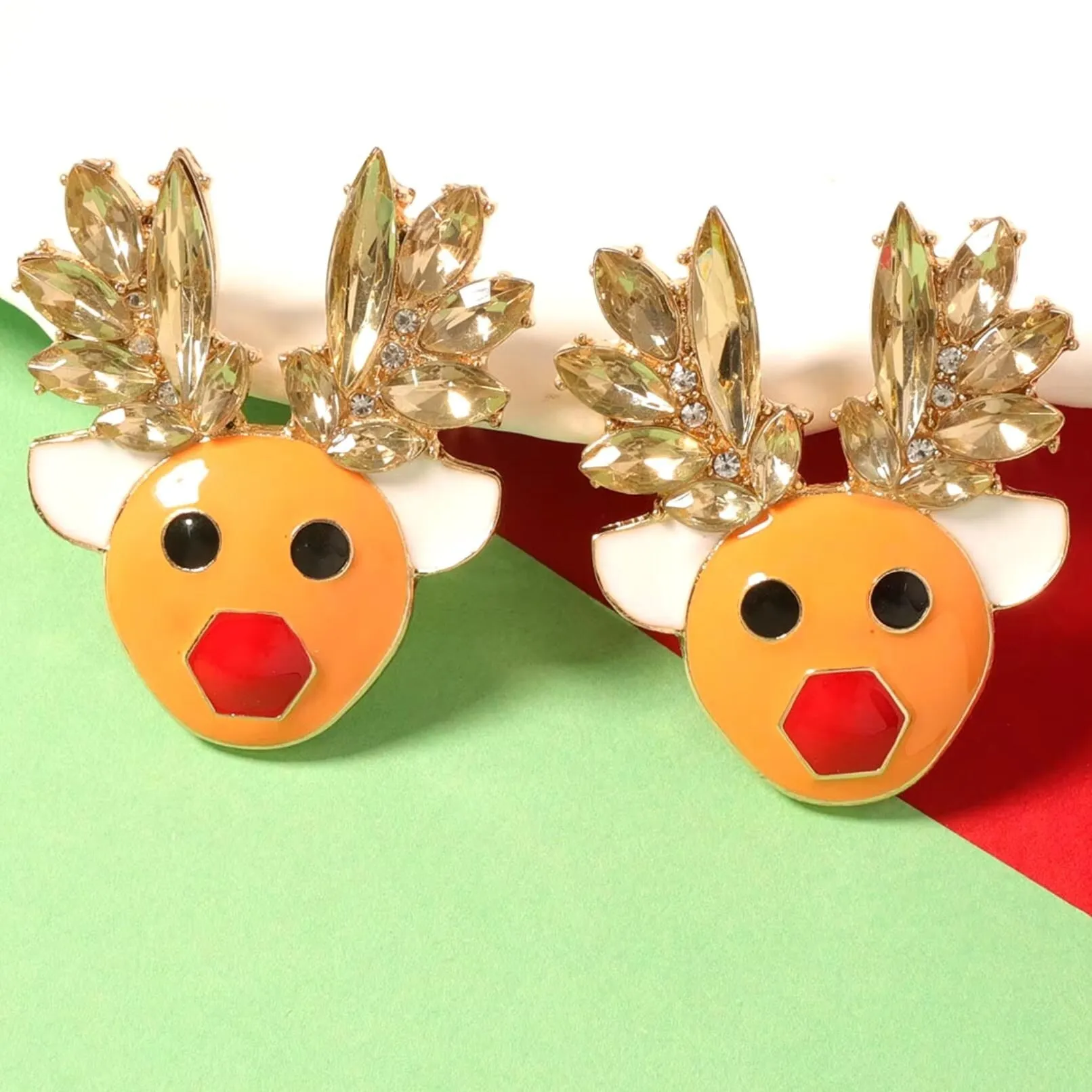 Crystal Brown Reindeer Stud Earrings sold by Zulily product image thumbnail 3