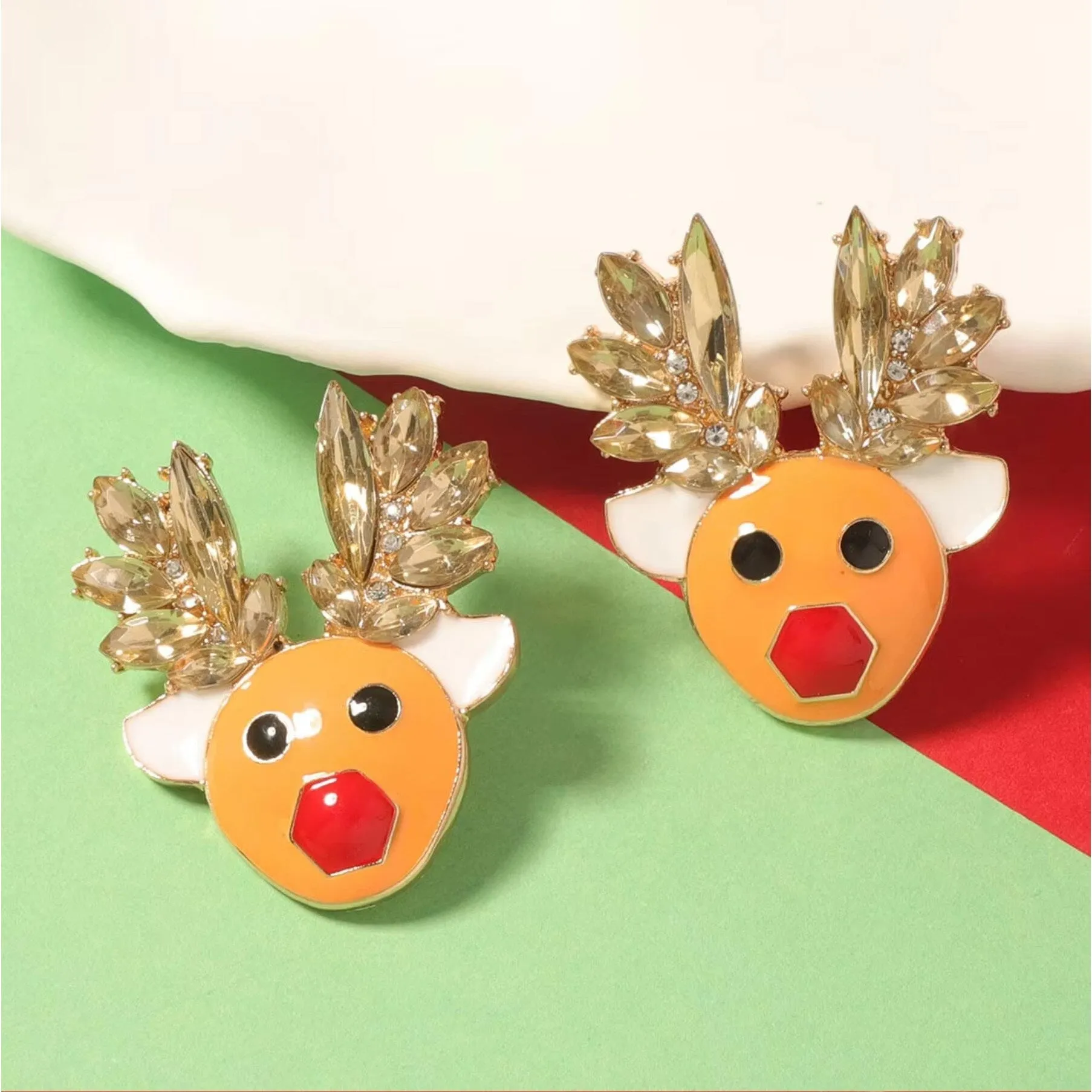 Crystal Brown Reindeer Stud Earrings sold by Zulily product image thumbnail 2