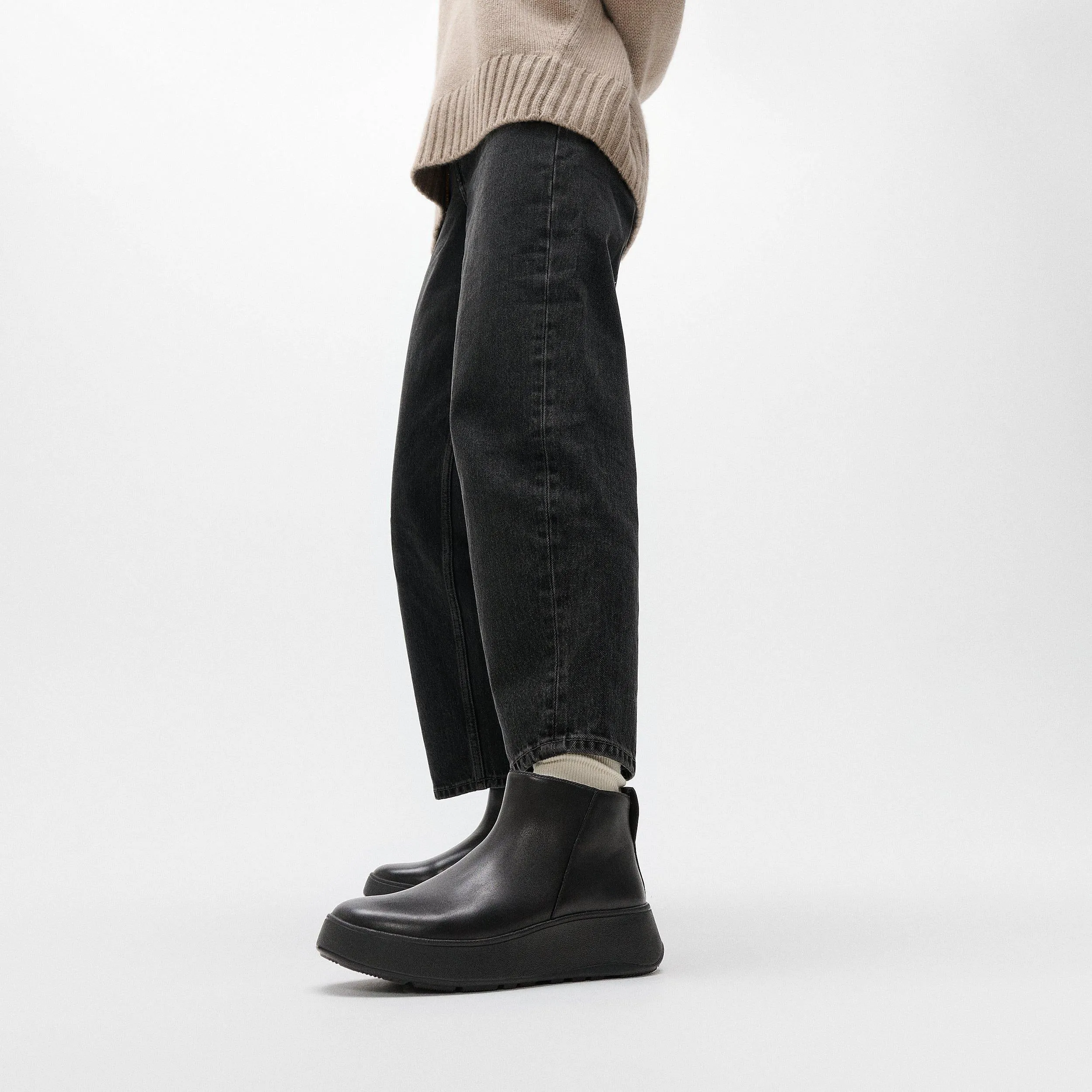 F-mode leather flatform zip ankle boots GM2-090 sold by Zulily product image thumbnail 2