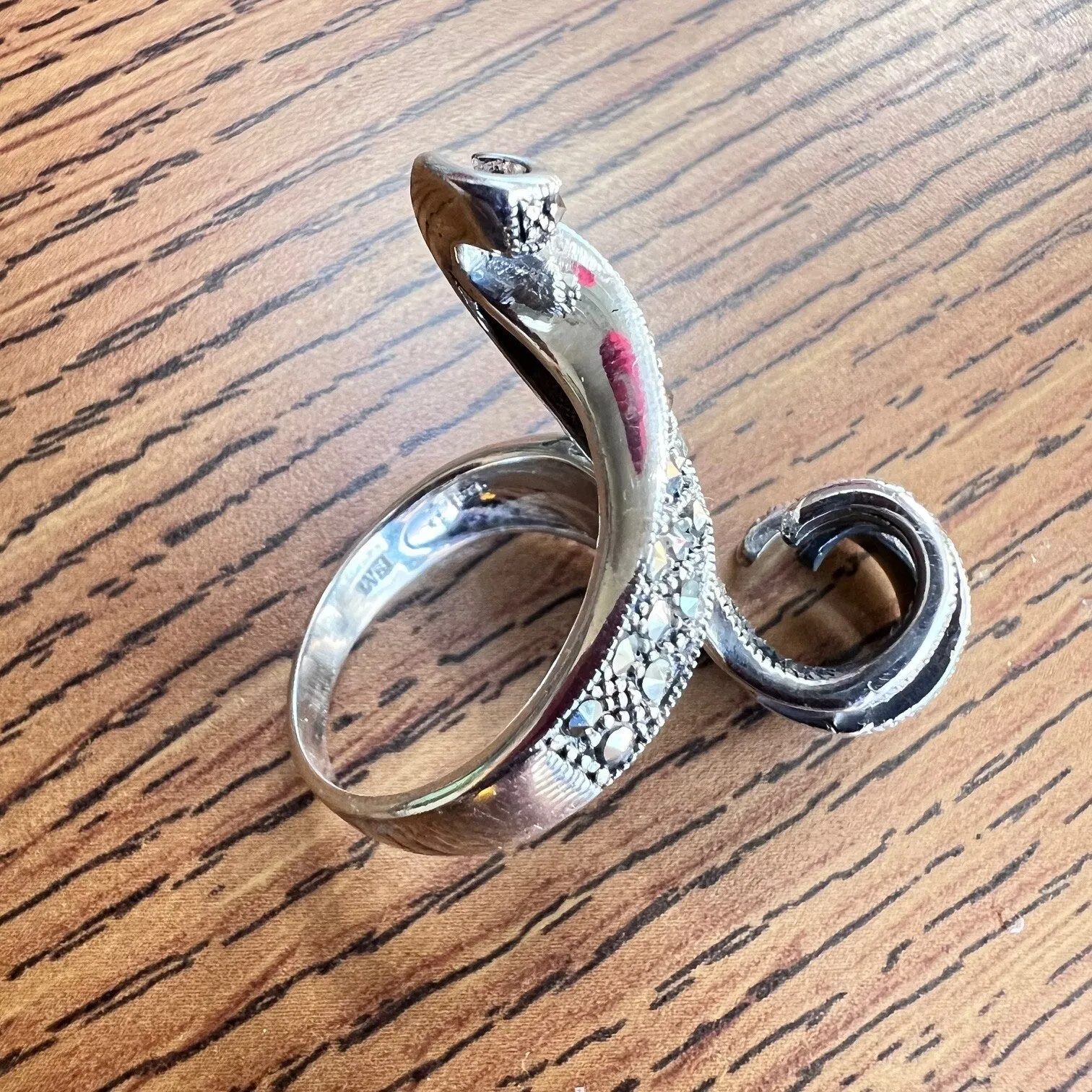 Marcasite and Sterling Silver 4 Lines Curving Up Dimension Ring sold by Zulily product image thumbnail 4