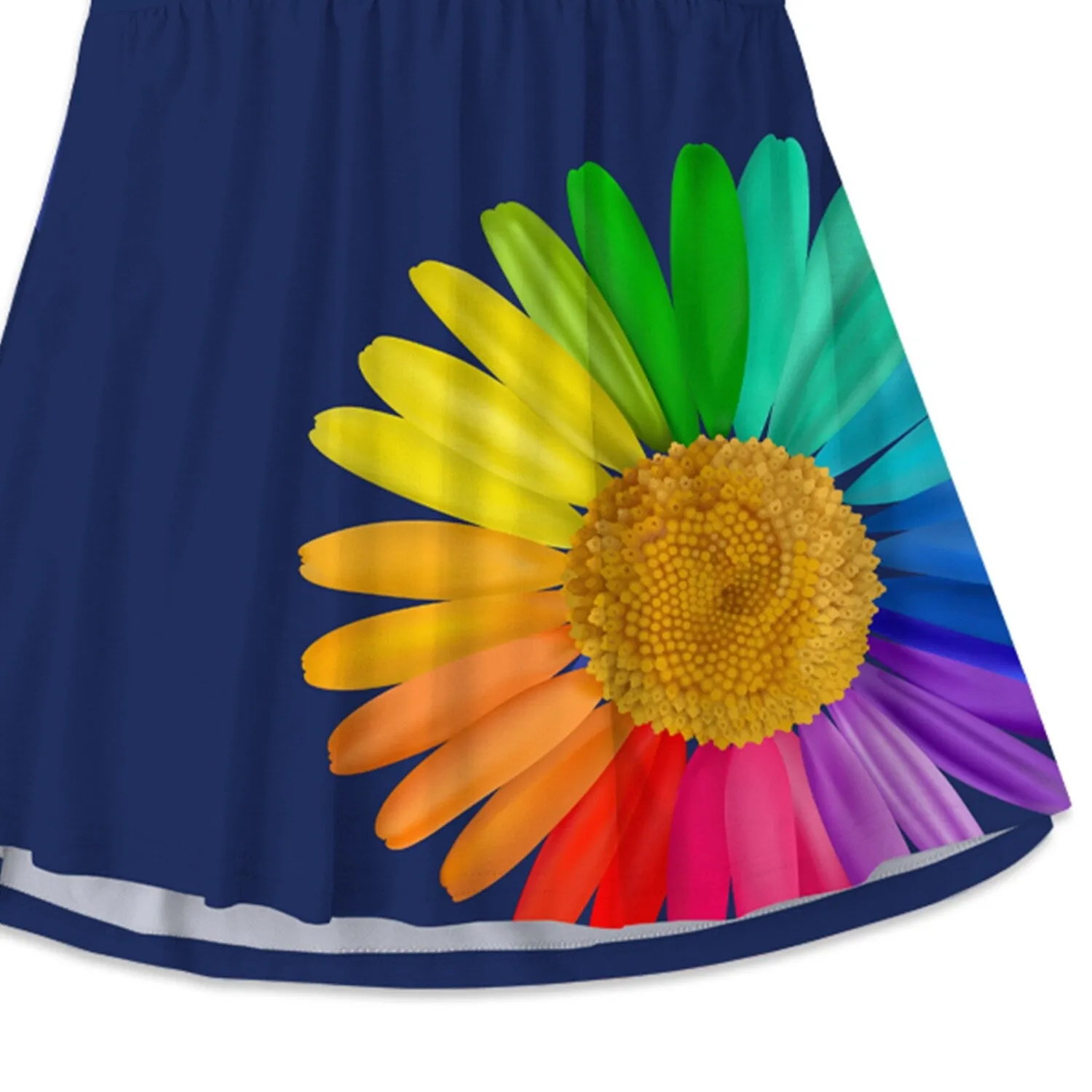 Navy & Multi Color Daisy & Stripe A-Line Dress sold by Zulily product image thumbnail 3