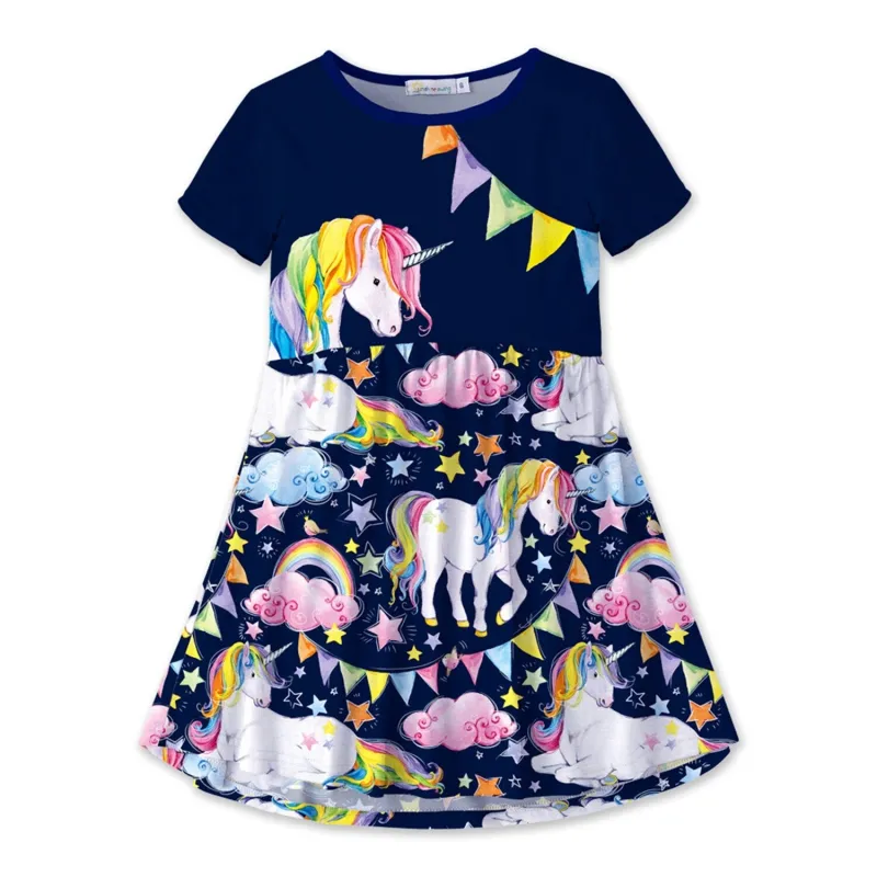 Dark Navy Unicorn Clouds A-Line Dress sold by Zulily