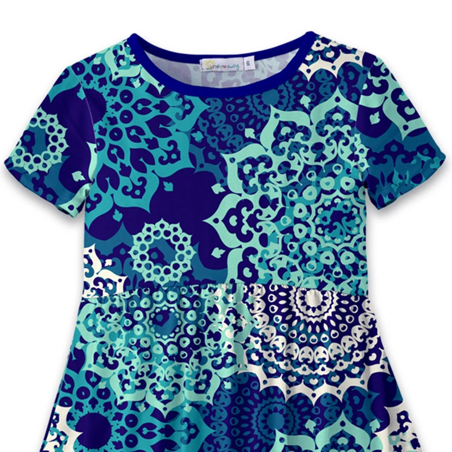 Blue & Turquoise Mandala Floral A-Line Dress sold by Zulily product image thumbnail 2