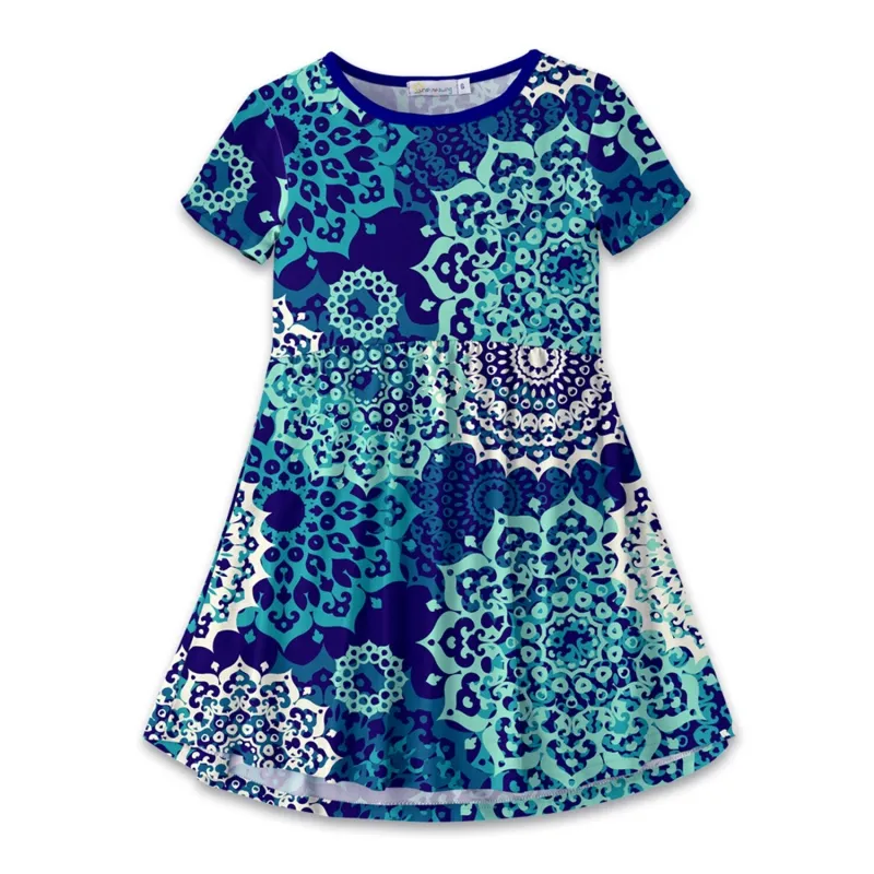 Blue & Turquoise Mandala Floral A-Line Dress sold by Zulily