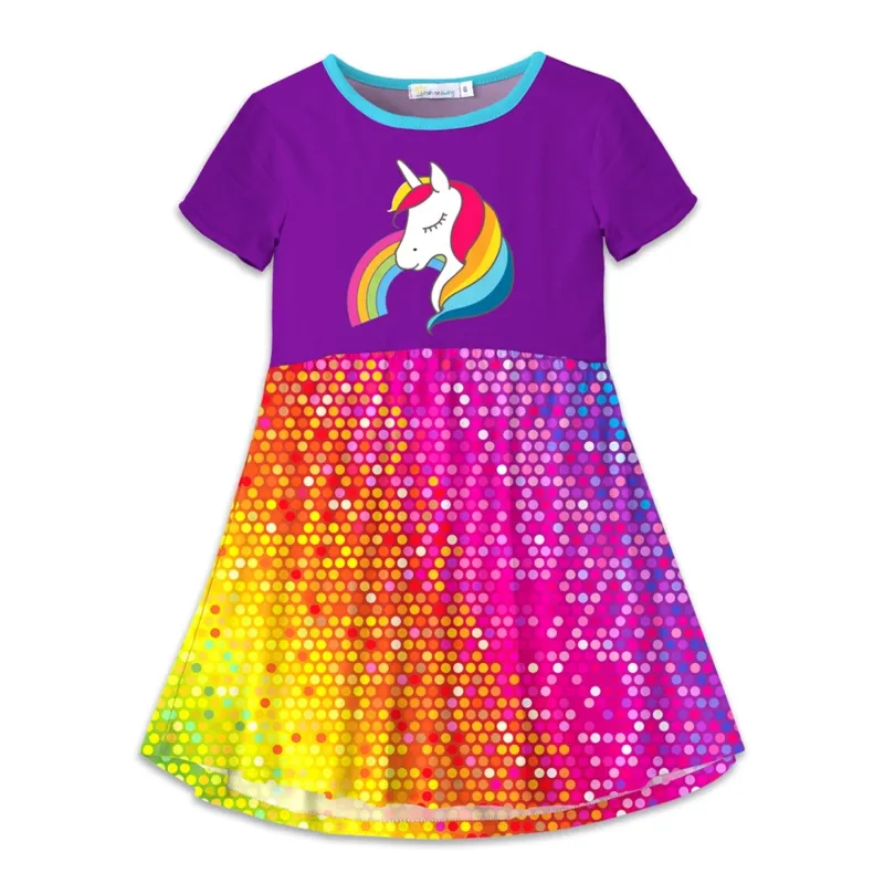 Purple & Multi Color Polka Dot & Unicorn A-Line Dress sold by Zulily