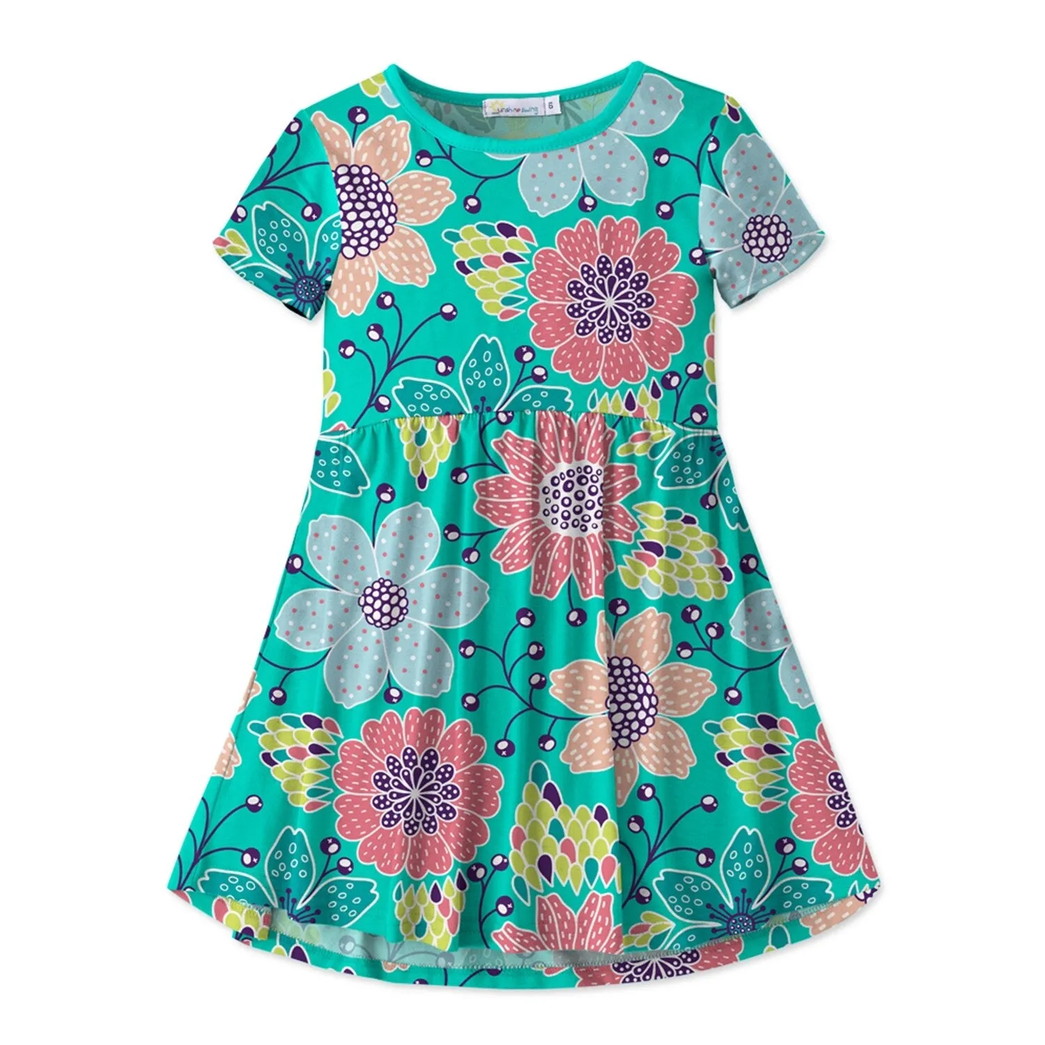 Turquoise & Pink Floral A-Line Dress sold by Zulily
