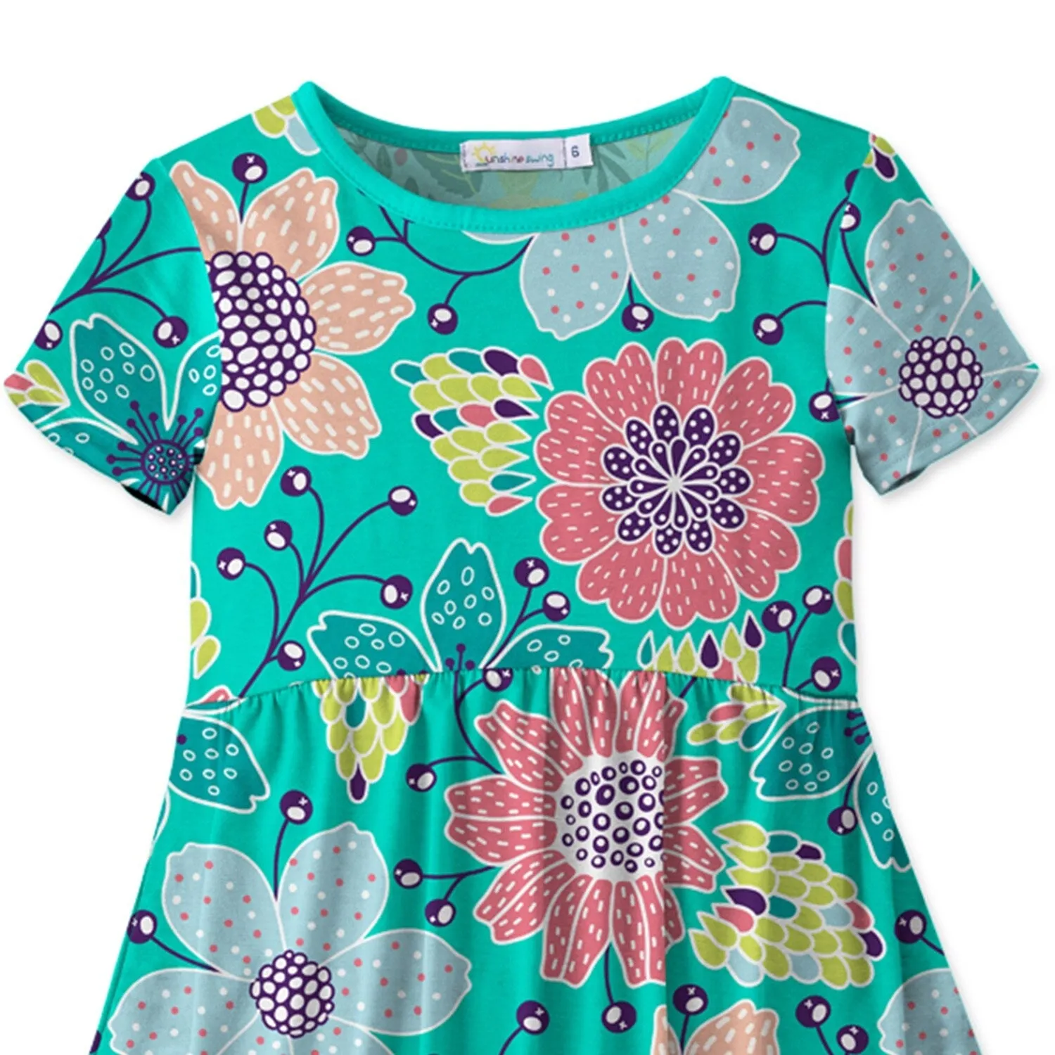 Turquoise & Pink Floral A-Line Dress sold by Zulily product image thumbnail 2