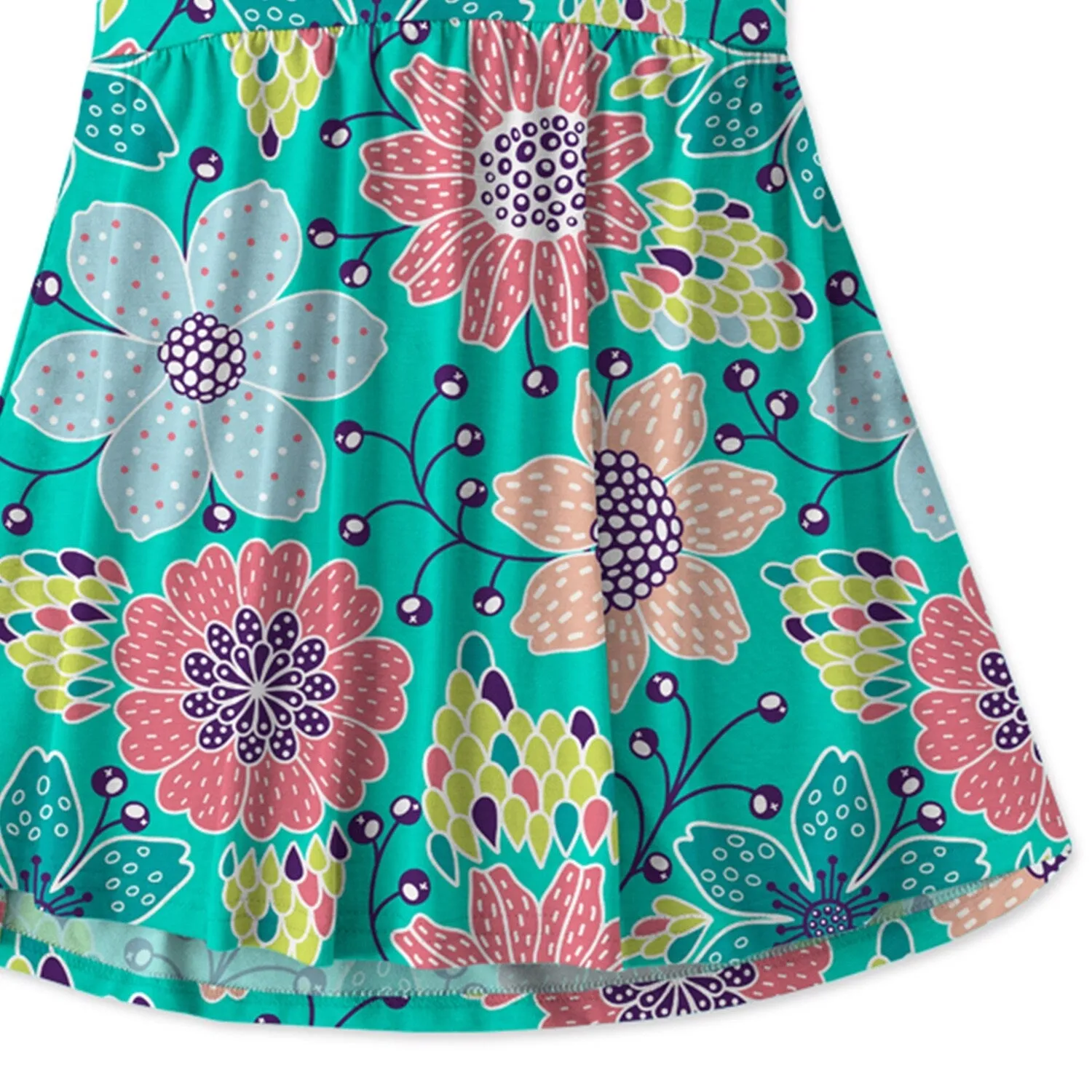 Turquoise & Pink Floral A-Line Dress sold by Zulily product image thumbnail 3