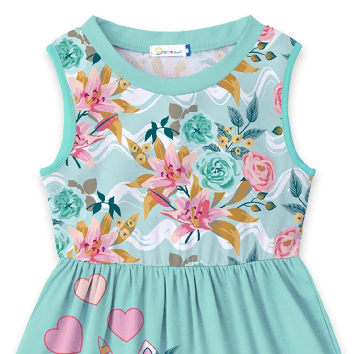 Light Turquoise Floral Cat Tank Dress sold by Zulily product image thumbnail 2