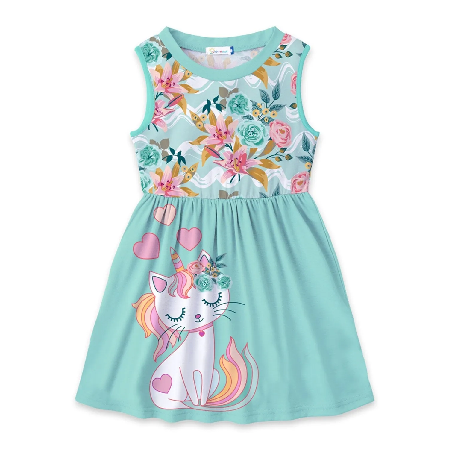 Light Turquoise Floral Cat Tank Dress sold by Zulily