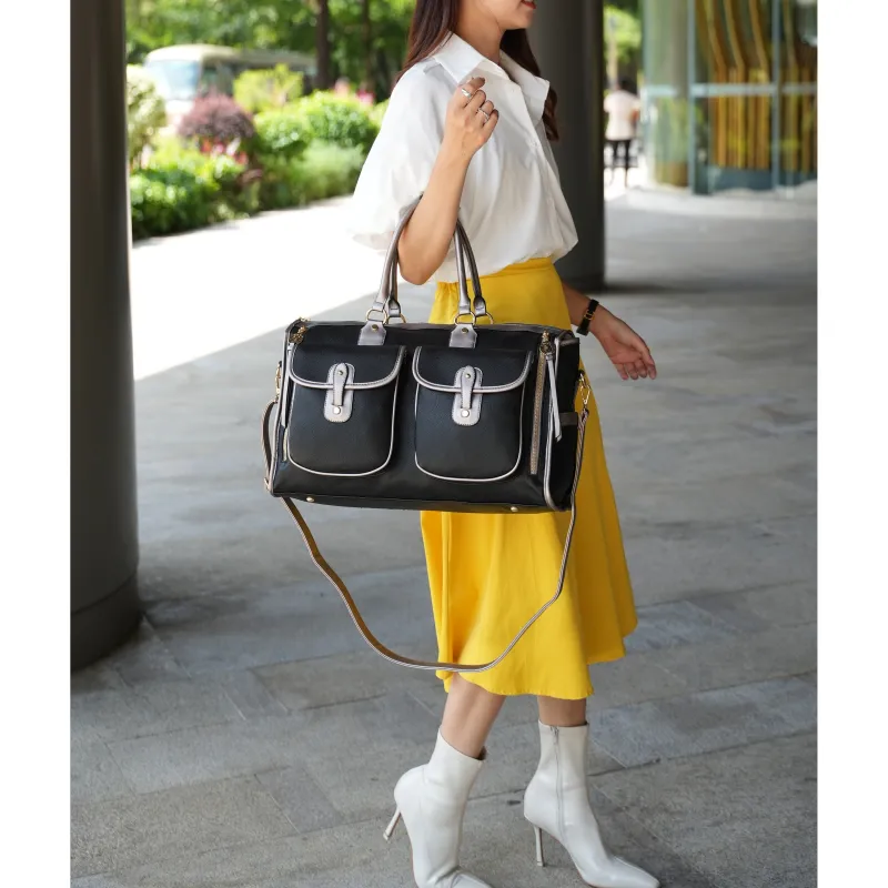 Genevieve Color Block Vegan Leather Women's Duffle Bag sold by Zulily