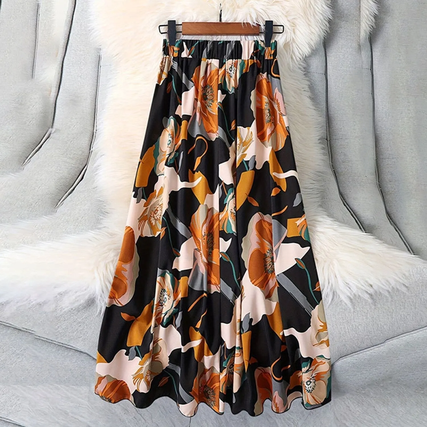 Black Floral A-Line Skirt sold by Zulily product image thumbnail 3