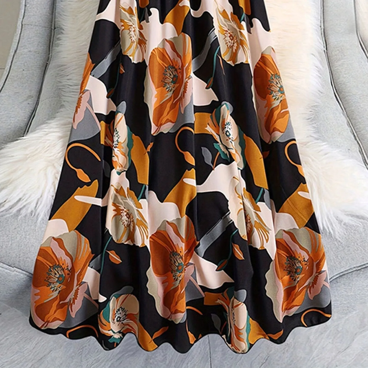 Black Floral A-Line Skirt sold by Zulily product image thumbnail 4