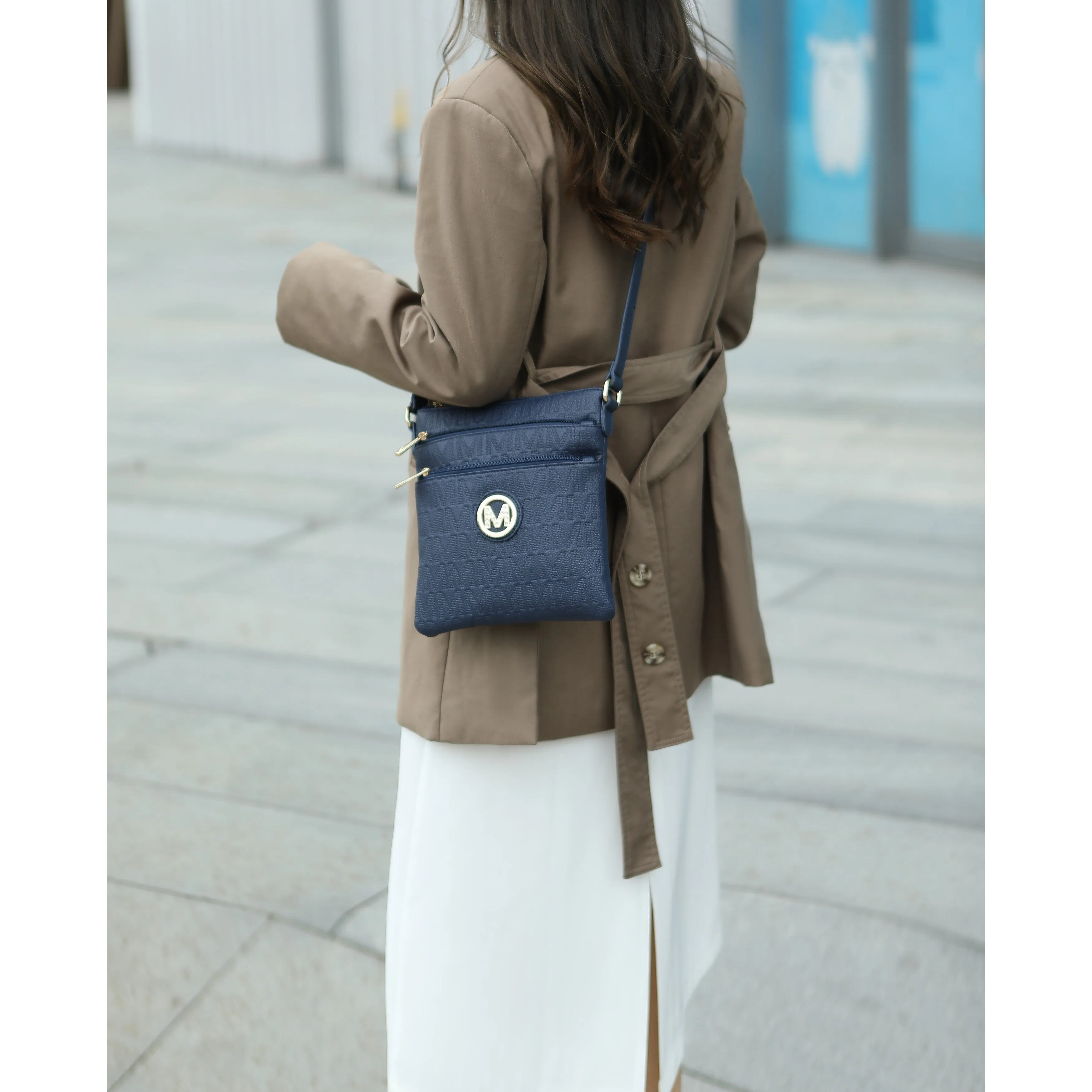 Lennit Embossed M Signature Crossbody Bag sold by Zulily