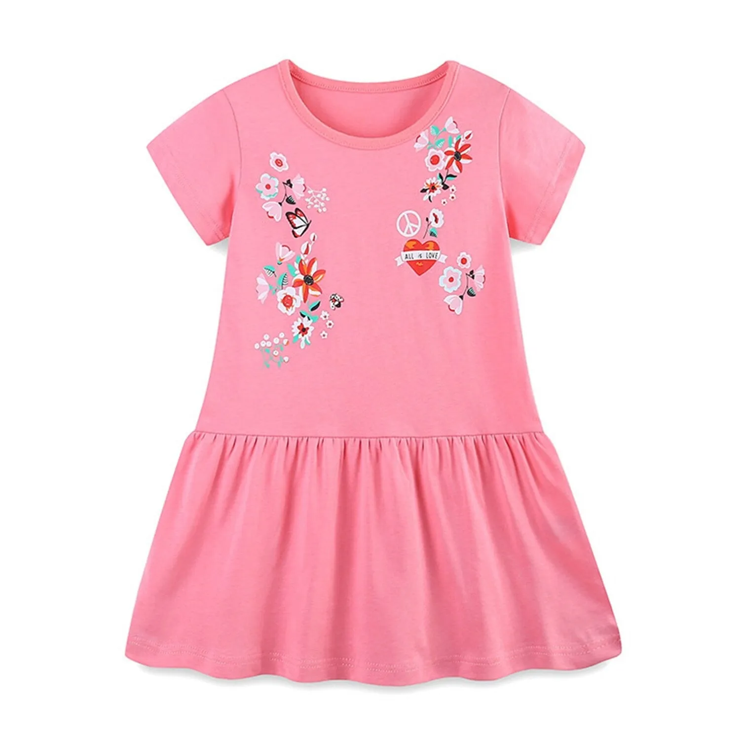 Pink Floral & "All Is Love" Short-Sleeve Dress sold by Zulily