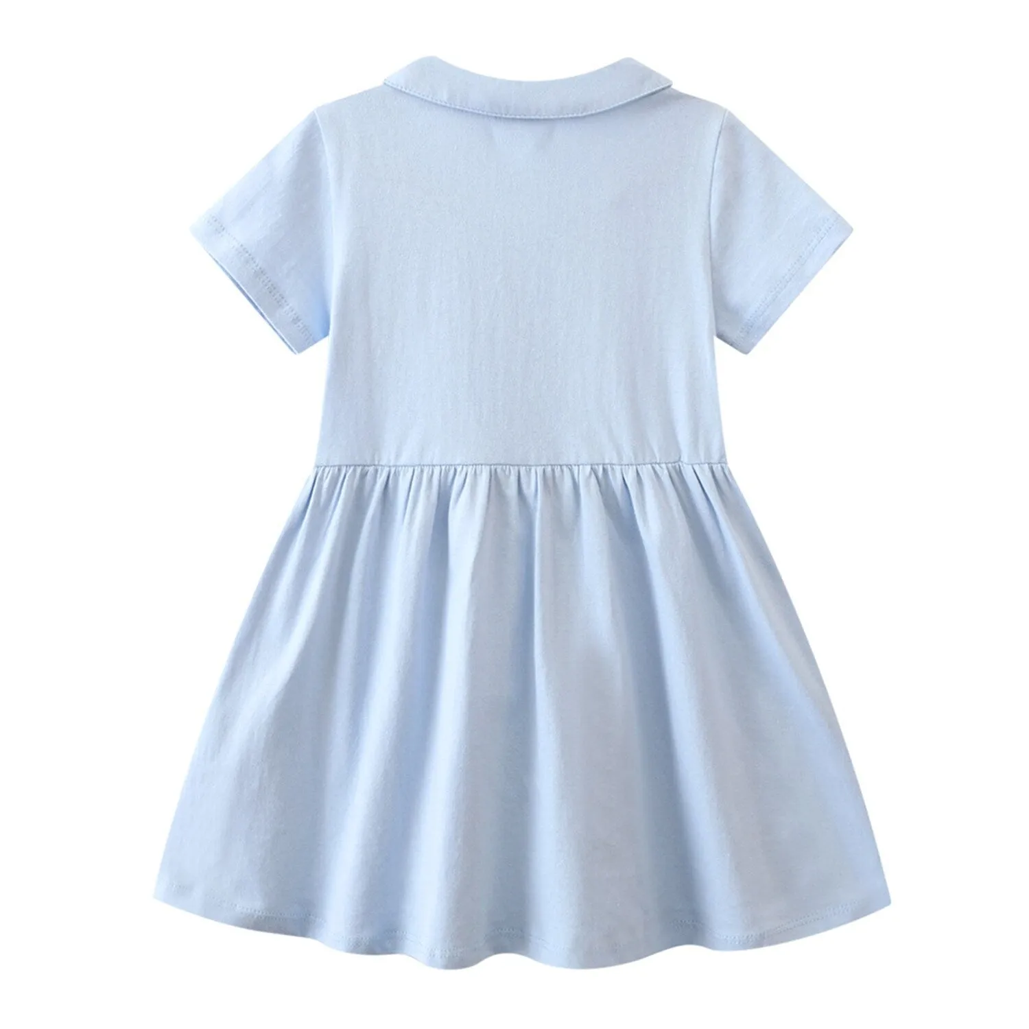 Light Blue Floral Butterfly Embroidered Short Sleeve Doll-Collar Dress sold by Zulily product image thumbnail 2