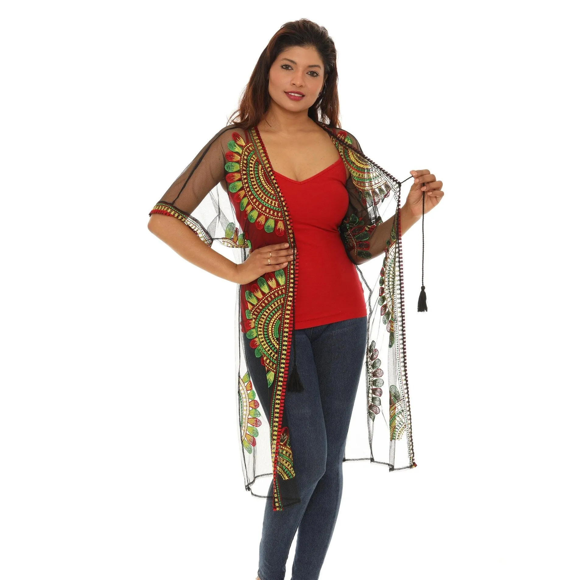 Women's Sheer Mesh Floral Embroidered Long Beach Duster sold by Zulily product image thumbnail 2