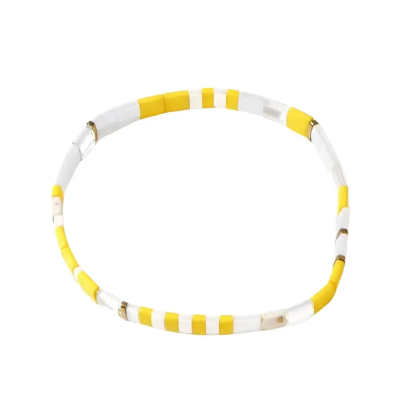 Yellow & Grey Tila Beaded Stretch Bracelet - Yellow & Grey made by Zulily