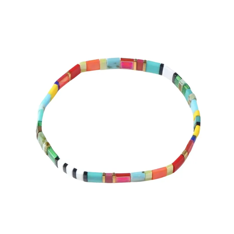 Pink Yellow Navy Tila Beaded Stretch Bracelet - Pink Yellow Navy made by Zulily