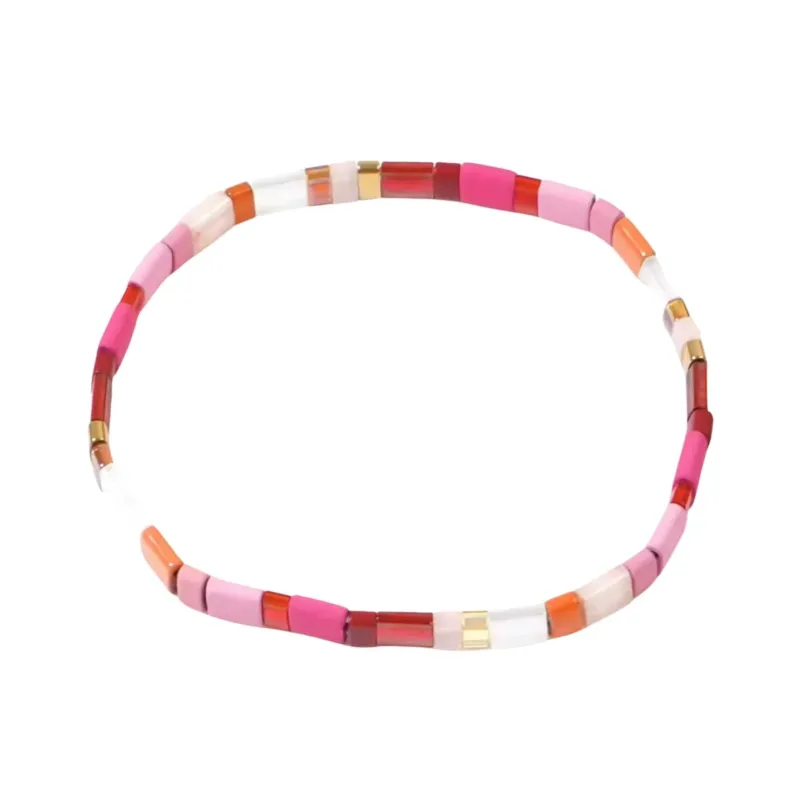 Purple Red Tila Beaded Stretch Bracelet - Purple Red made by Zulily