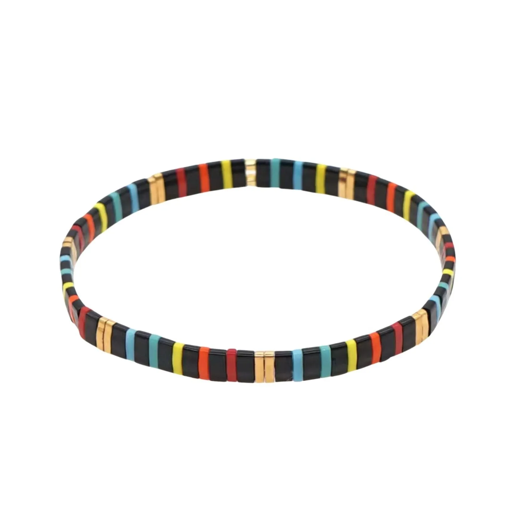 Grey Red Black Tila Beaded Stretch Bracelet - Grey Red Black sold by Zulily