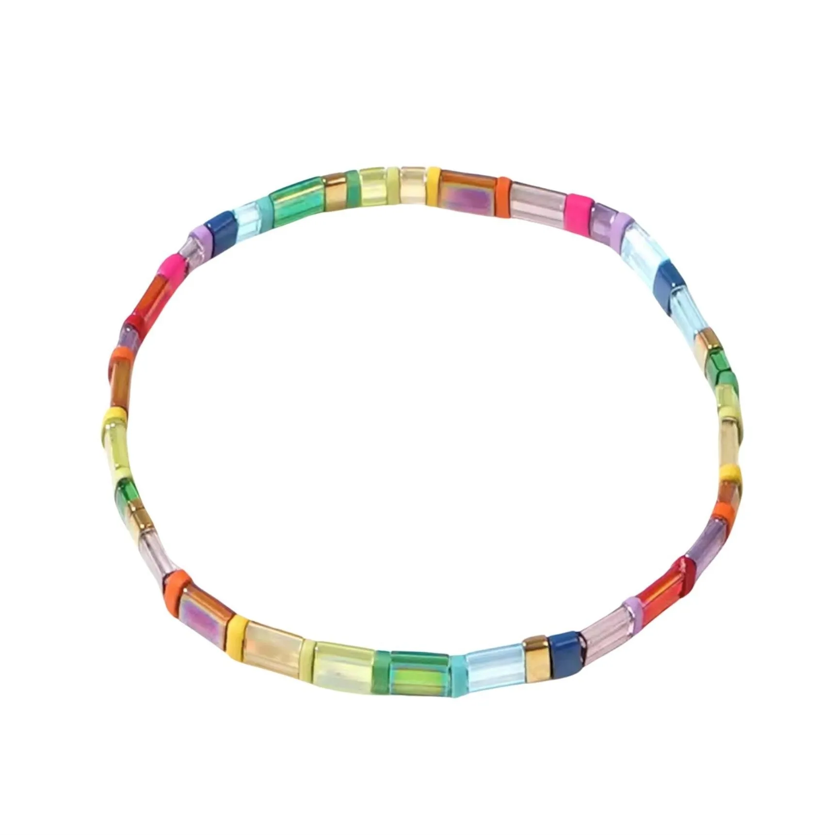 Warm Colourful Tone Tila Beaded Stretch Bracelet - Warm Earth Tone sold by Zulily