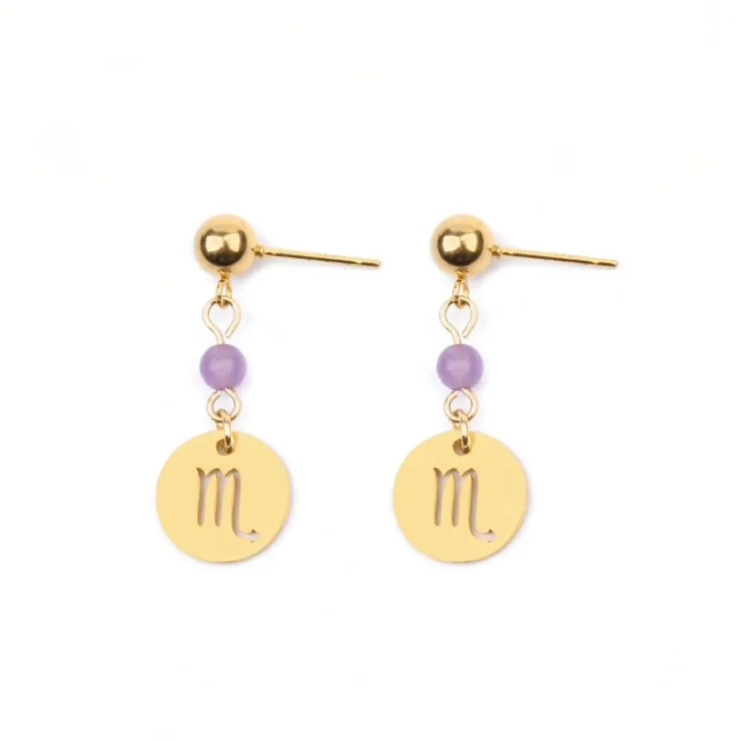 Zodiac Drop Earrings - Stainless Steel in Gold sold by Zulily