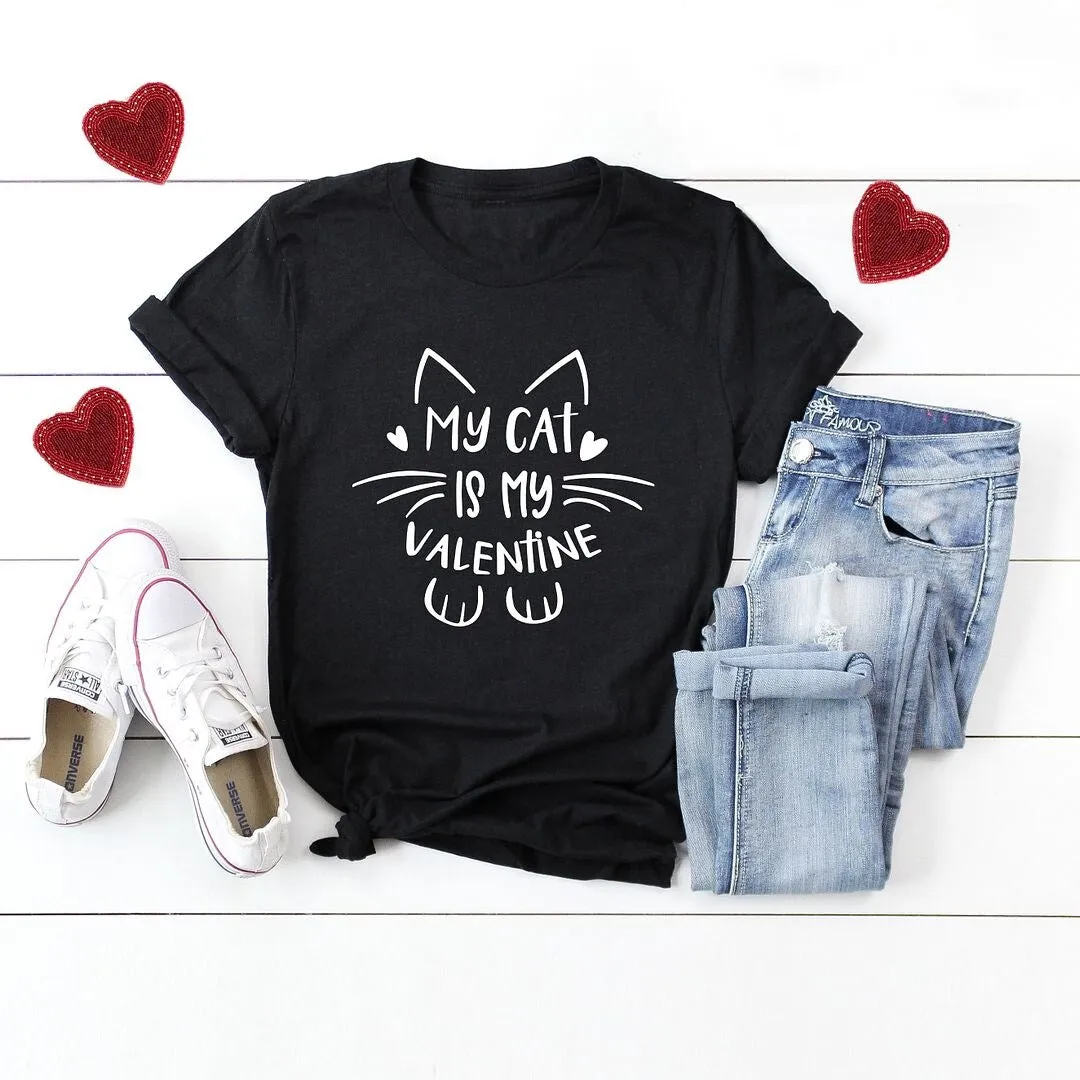 My Cat Is My Valentine Short Sleeve Crewnneck Tee sold by Zulily