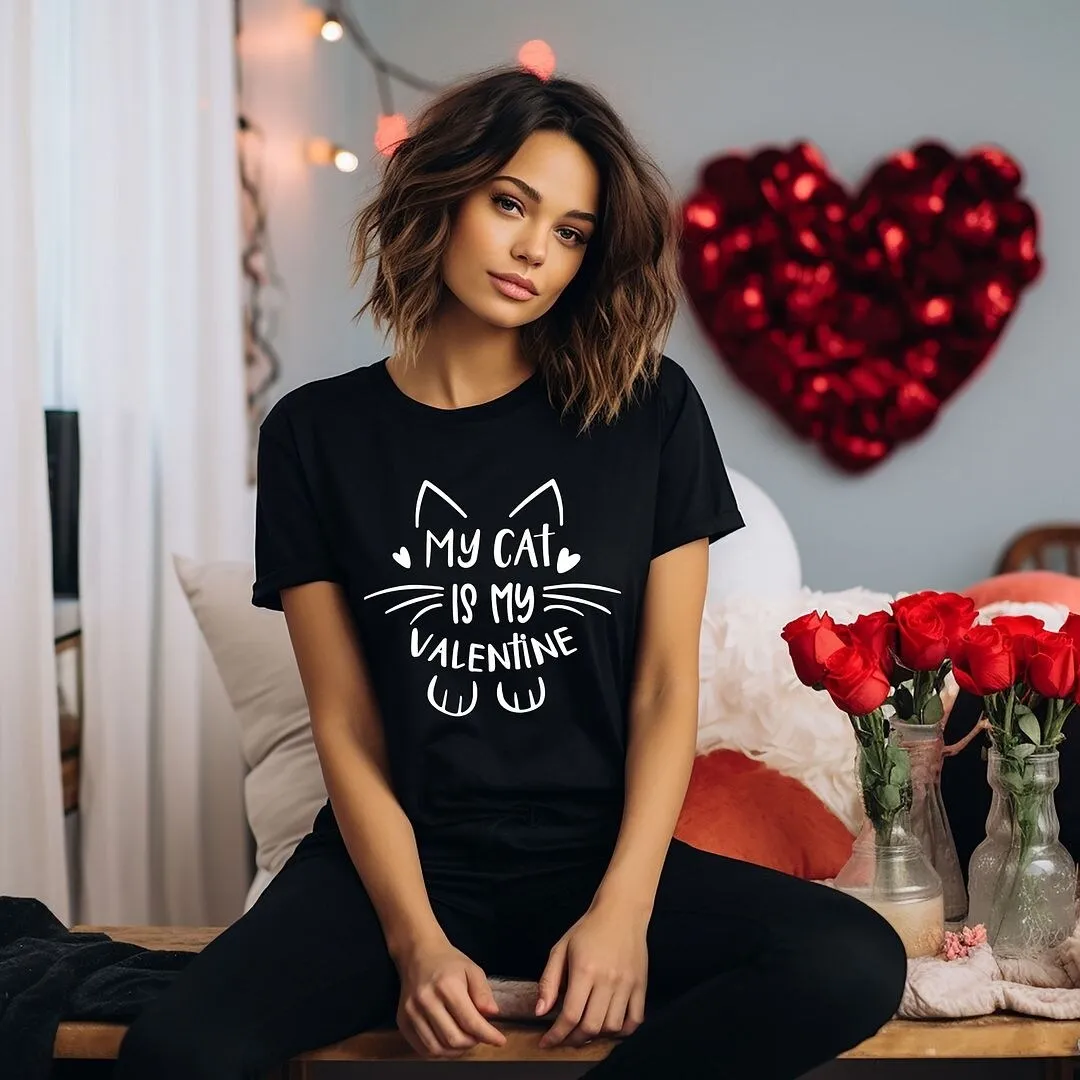 My Cat Is My Valentine Short Sleeve Crewnneck Tee sold by Zulily product image thumbnail 3