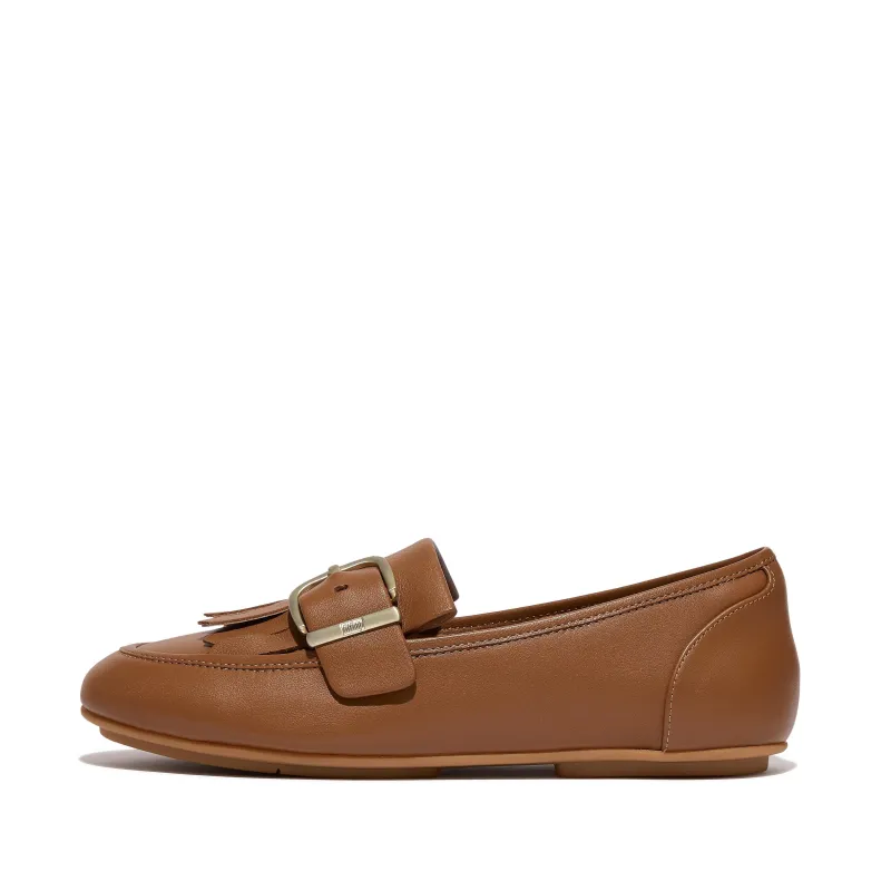 ALLEGRO Fringe Buckled Leather Loafers made by Fitflop