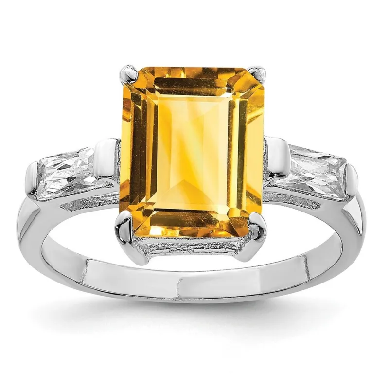 Curata 925 Sterling Silver Polished Citrine Ring 2mm sold by Zulily