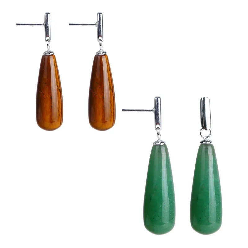 V3 Jewelry Set of Two Sterling Silver with Tiger Eye and Green Aventurine Dangle Earrings sold by Zulily