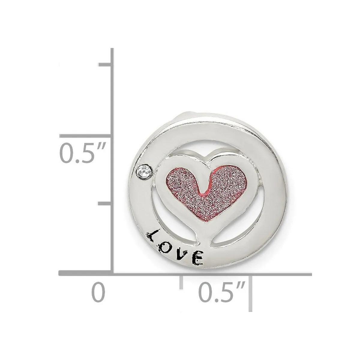 Curata 925 Sterling Silver Glitter Infused and Cubic Zirconia Heart Chain Slide Pendant sold by Zulily product image thumbnail 4