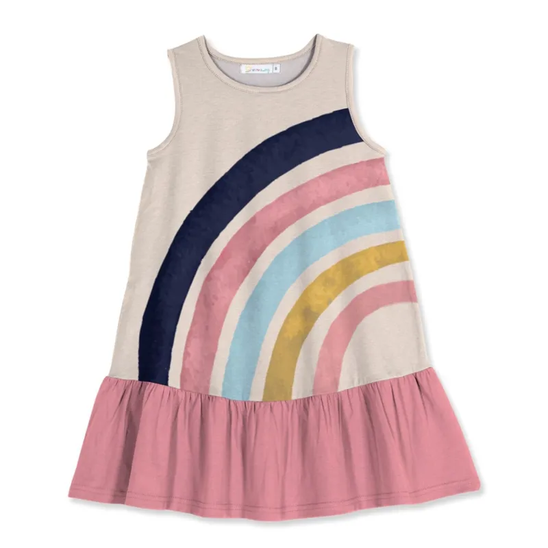 Pink Rainbow Tank Ruffle Hem Dress sold by Zulily