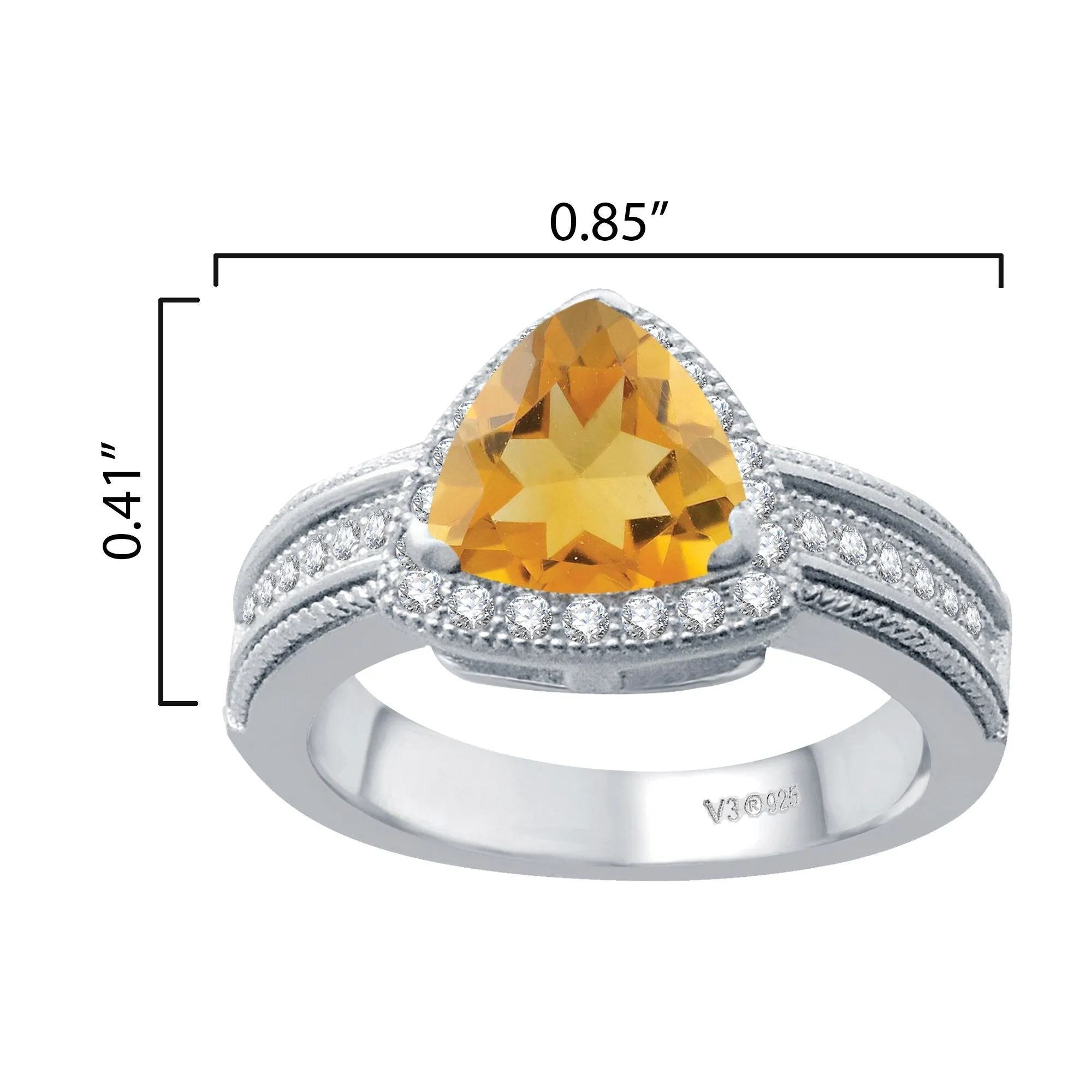 V3 Jewelry® 925 Sterling Silver with Natural Citrine and White Topaz Halo Ring sold by Zulily product image thumbnail 3