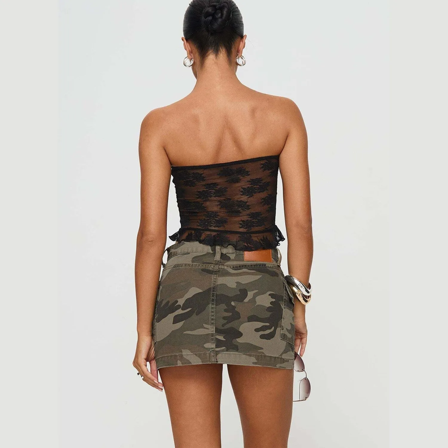Army Green Camo Pocket Denim Mini Skirt sold by Zulily product image thumbnail 2