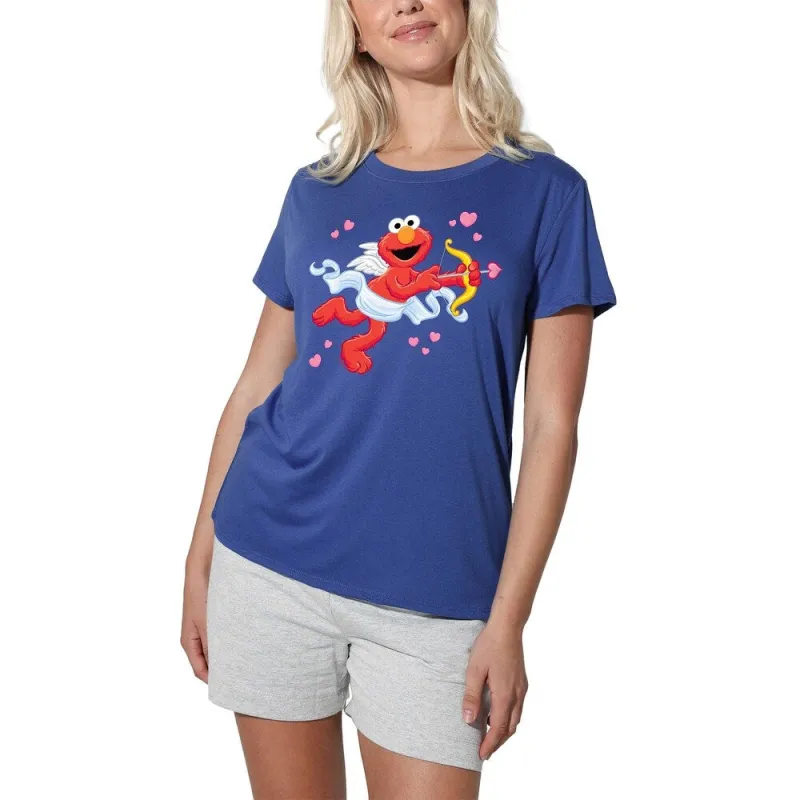 Sesame Street Valentine's Day Cupid Elmo Women's Loose T Shirt, Royal sold by Zulily