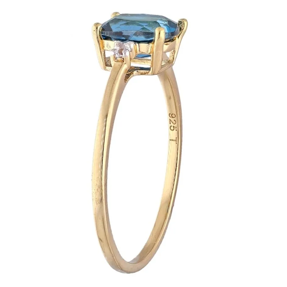 YS Gems Gold Plated Silver London Blue Topaz Gemstone Solitaire Ring sold by Zulily product image thumbnail 3