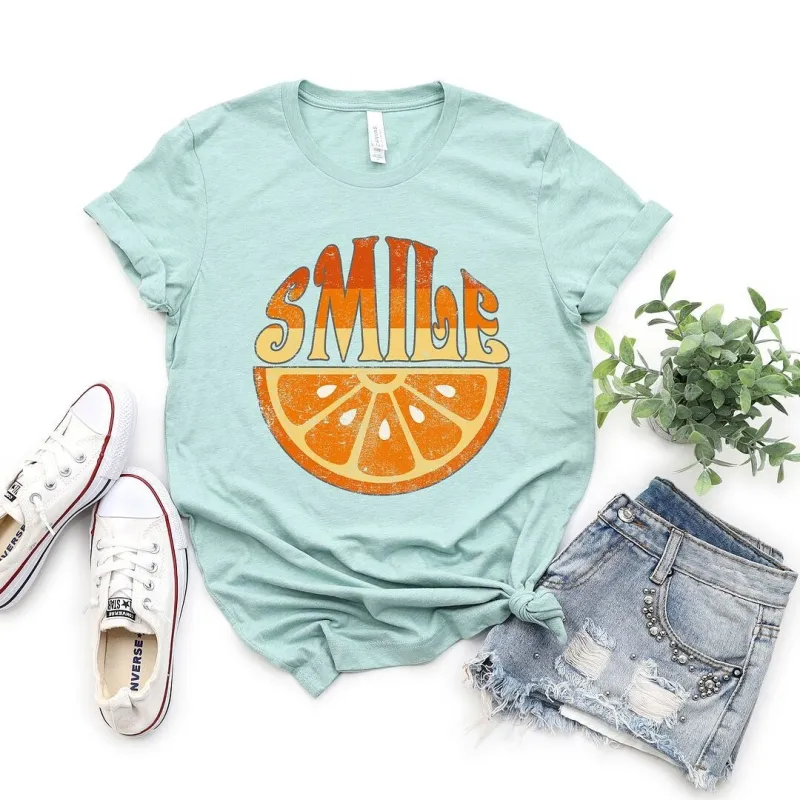 Smile Orange Short Sleeve Crewnneck Tee sold by Zulily