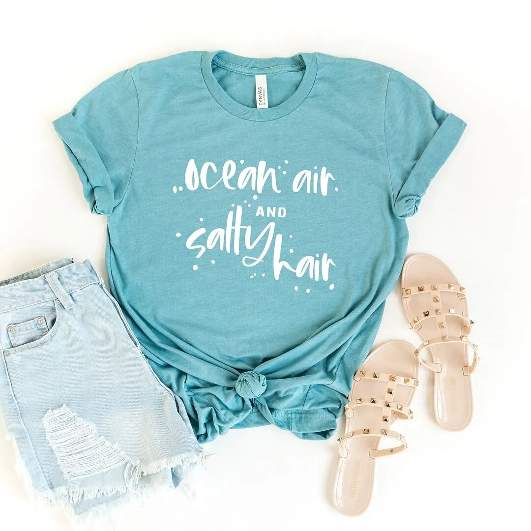 Ocean Air And Salty Hair Short Sleeve Crewnneck Tee sold by Zulily