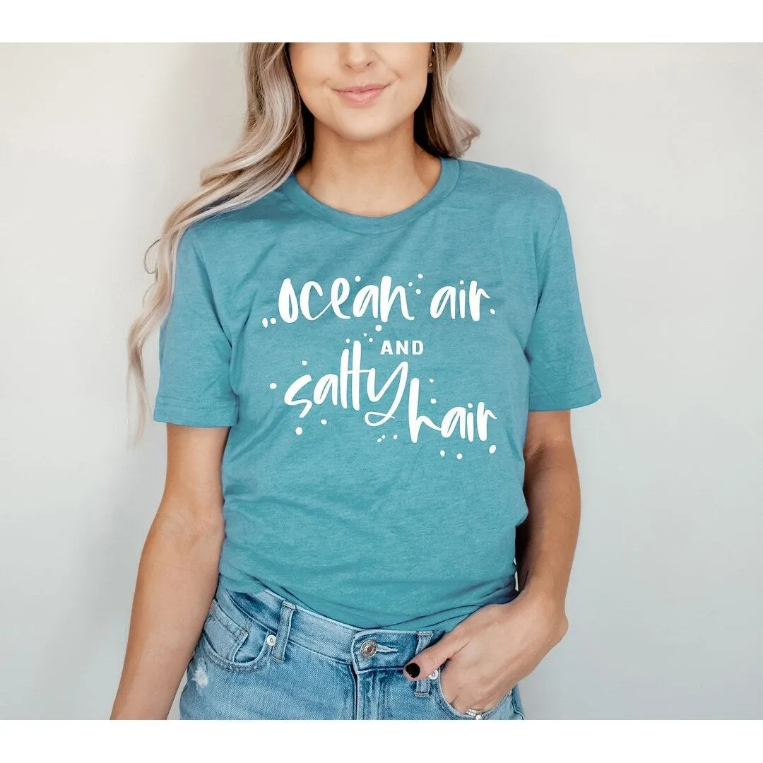 Ocean Air And Salty Hair Short Sleeve Crewnneck Tee sold by Zulily product image thumbnail 3
