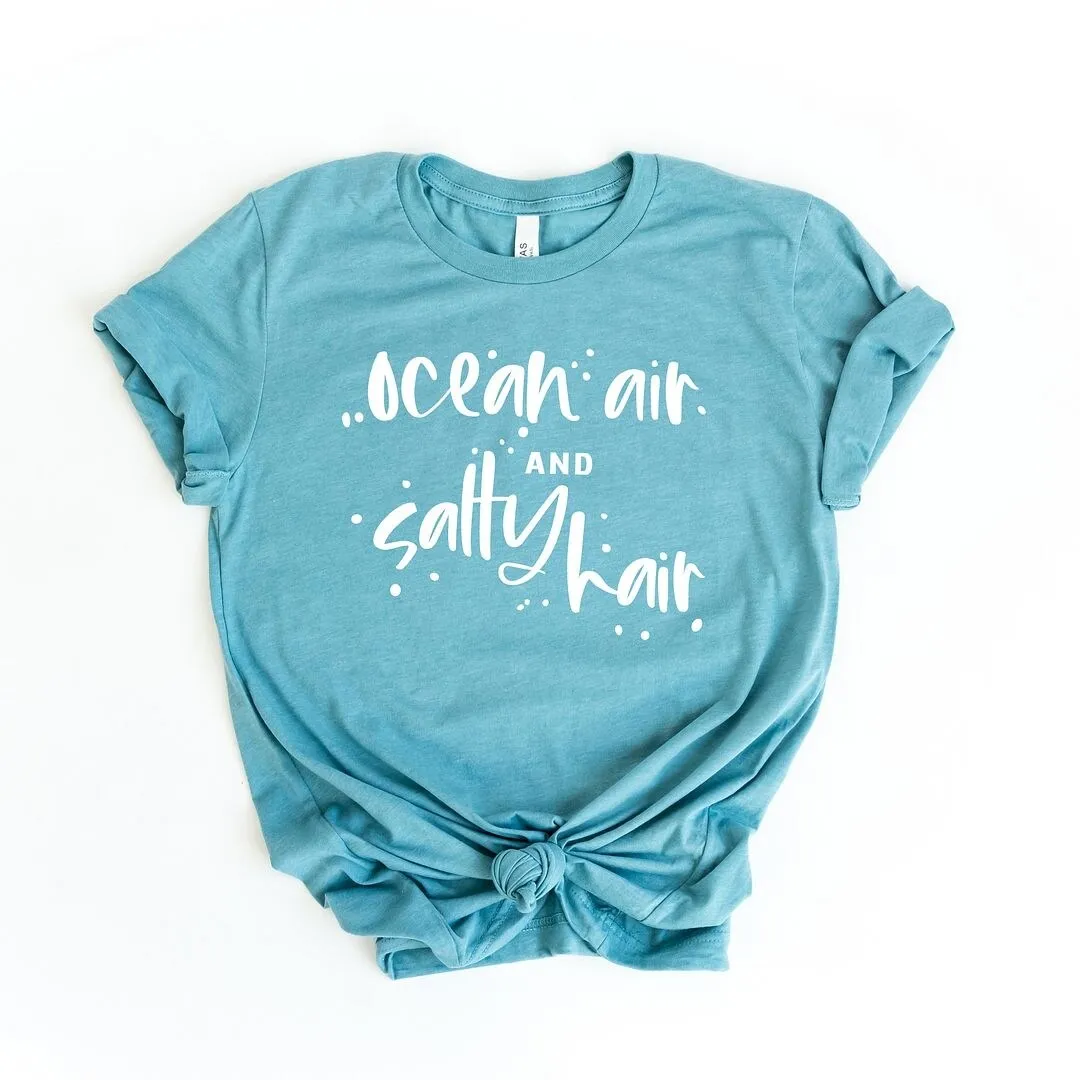 Ocean Air And Salty Hair Short Sleeve Crewnneck Tee sold by Zulily product image thumbnail 2