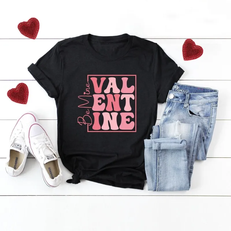 Be Mine Valentine Block Short Sleeve Crewnneck Tee sold by Zulily