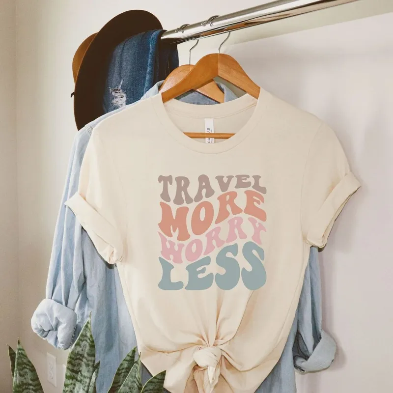 Travel More Worry Less Short Sleeve Crewnneck Tee sold by Zulily