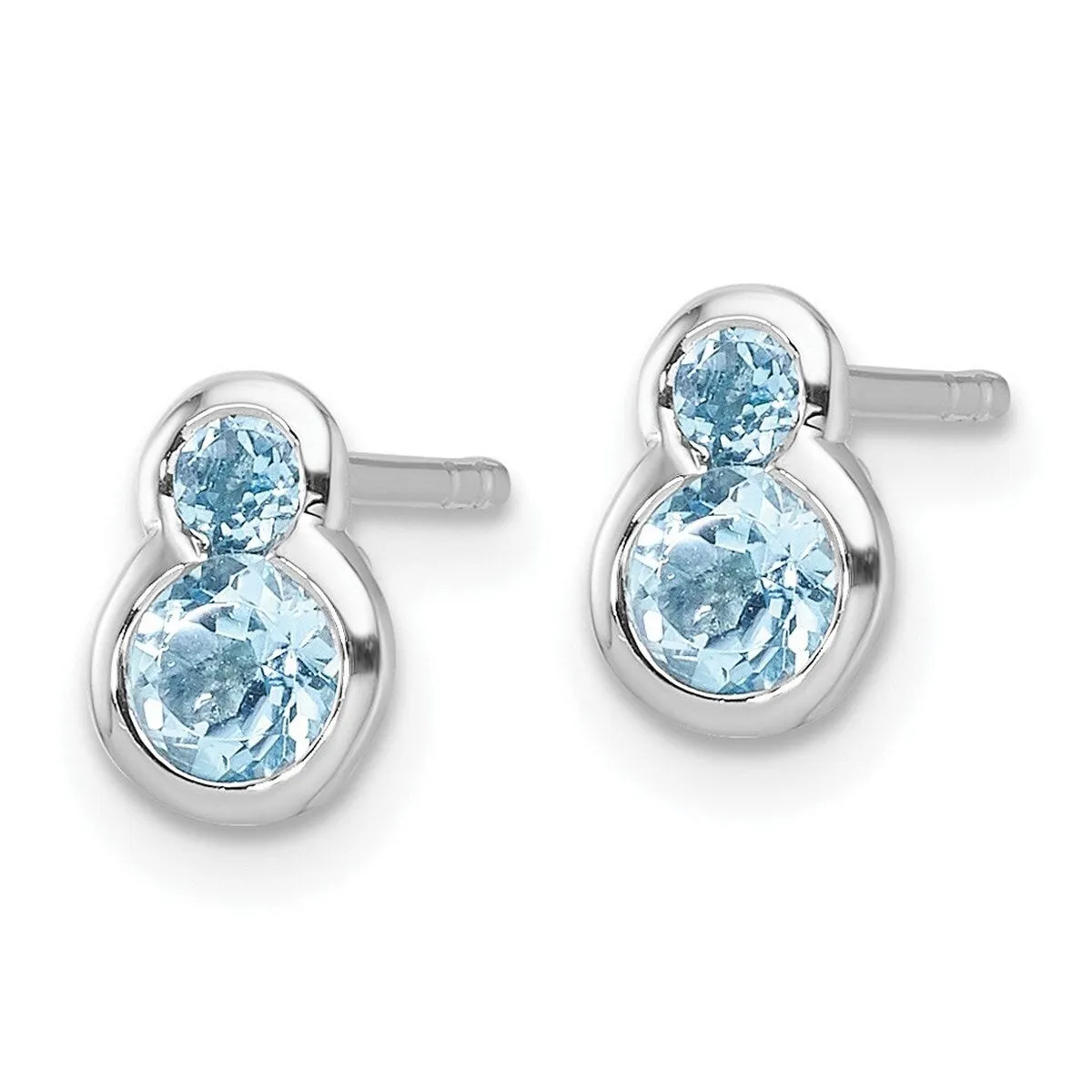 Curata 925 Sterling Silver Rhodium Plated Polished Swiss Blue Topaz Post Earrings - 7.6x5.5mm sold by Zulily product image thumbnail 3