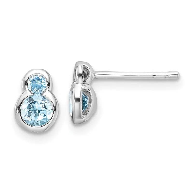 Curata 925 Sterling Silver Rhodium Plated Polished Swiss Blue Topaz Post Earrings - 7.6x5.5mm sold by Zulily