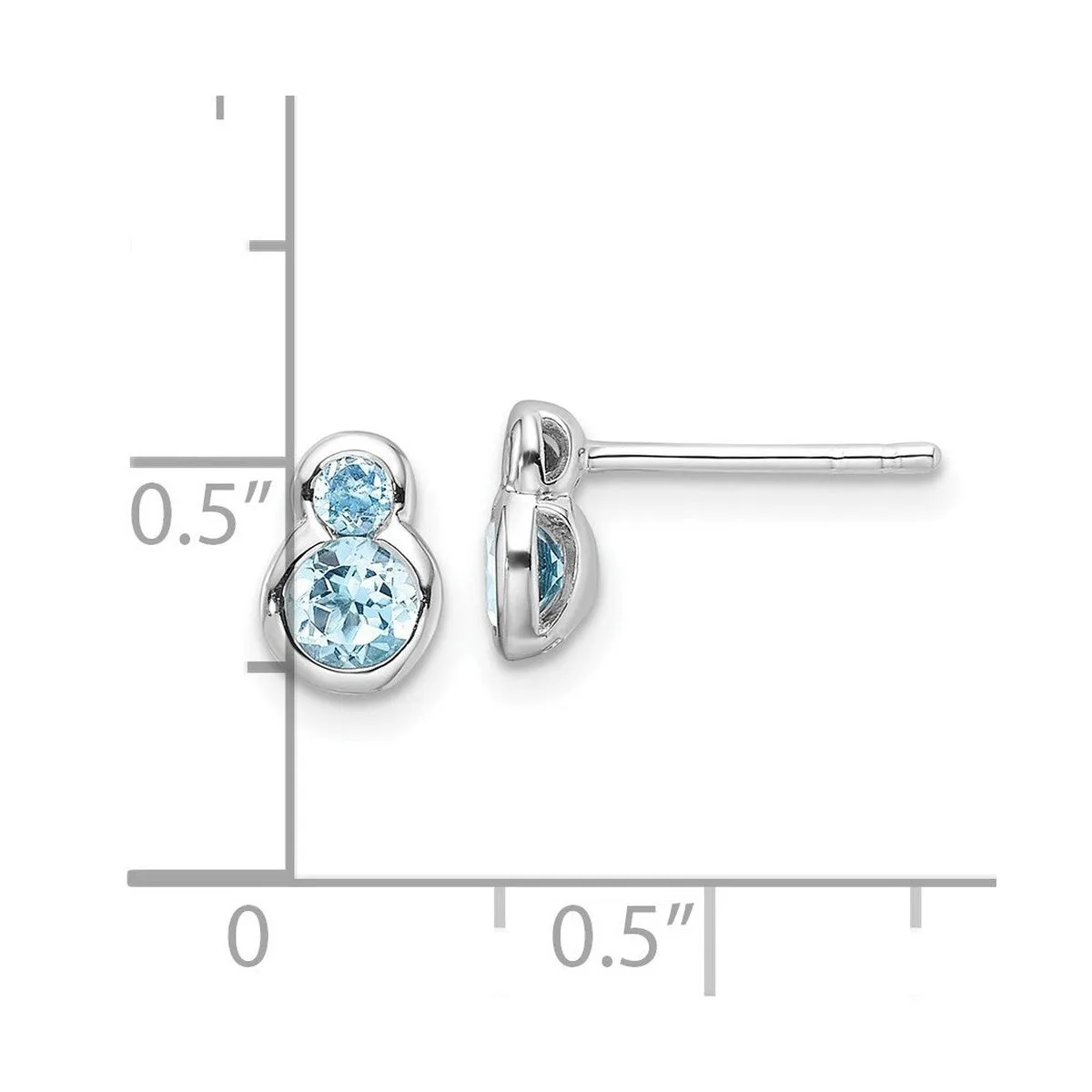 Curata 925 Sterling Silver Rhodium Plated Polished Swiss Blue Topaz Post Earrings - 7.6x5.5mm sold by Zulily product image thumbnail 4
