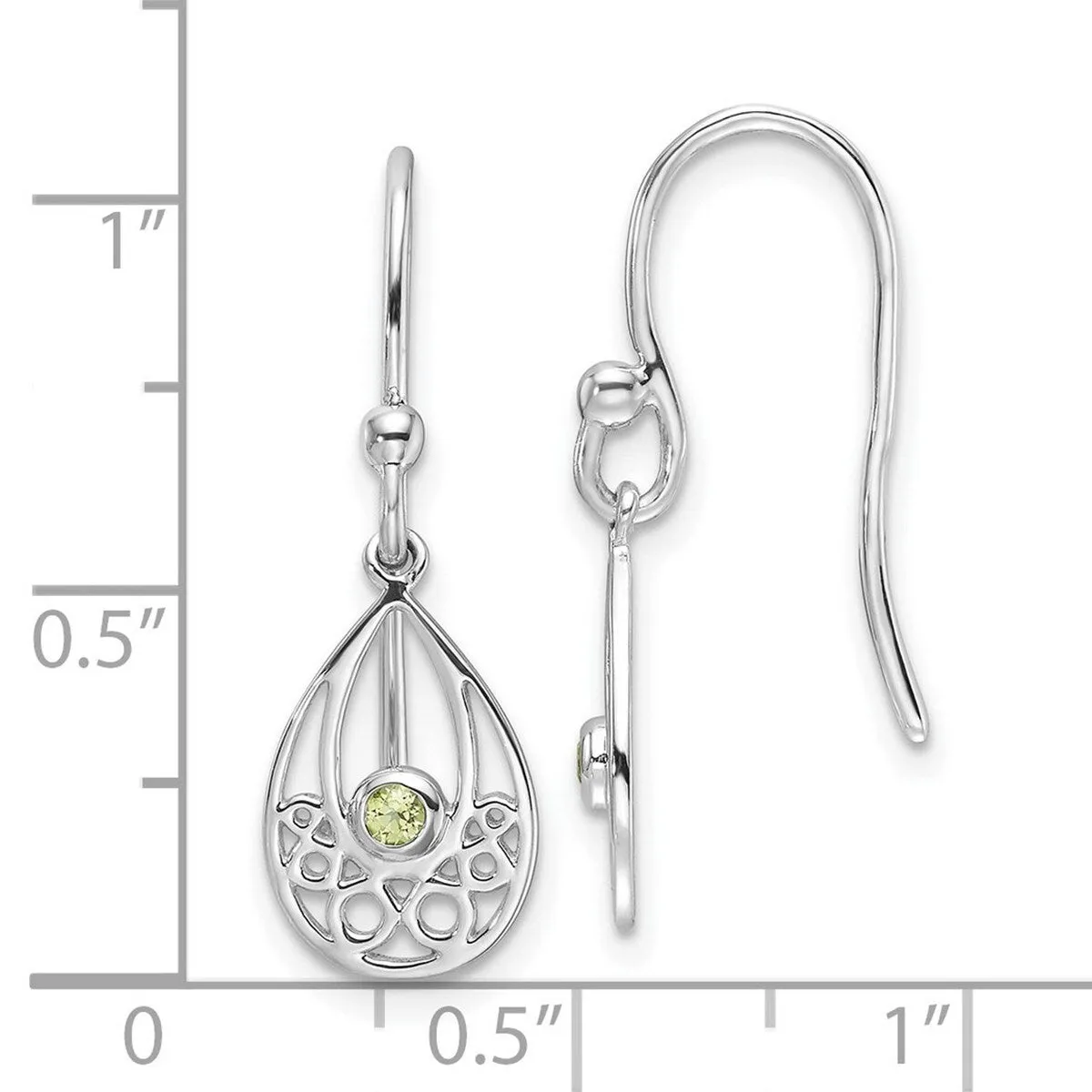 Curata 925 Sterling Silver Rhodium Plated Filigree Peridot Hook Earrings - 26x9mm sold by Zulily product image thumbnail 4