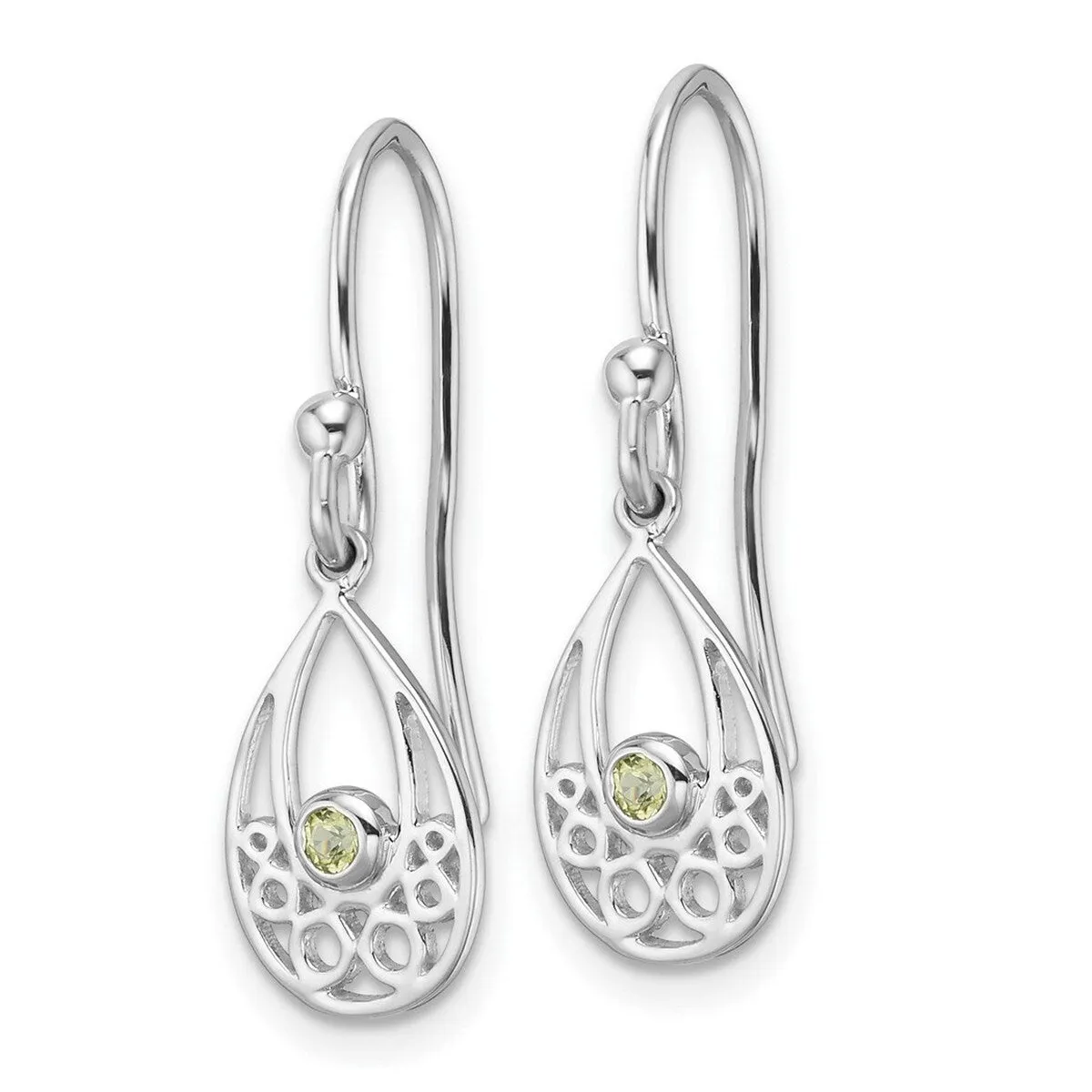 Curata 925 Sterling Silver Rhodium Plated Filigree Peridot Hook Earrings - 26x9mm sold by Zulily product image thumbnail 3